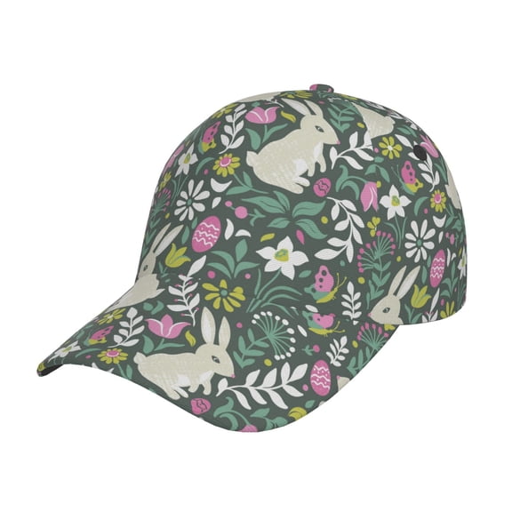 Kdxio Unisex Retro Bunny Floral Pattern Baseball Cap Unisex Washed Classic Adjustable Hat