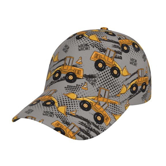 Kdxio Unisex Retro Excavator Pattern Baseball Cap Unisex Washed Classic Adjustable Hat
