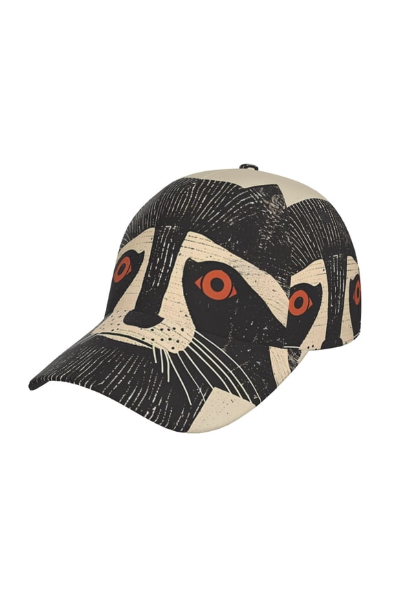 Unisex Retro Raccoon Graphic Print Pattern Baseball Cap Unisex Washed Classic Adjustable Hat