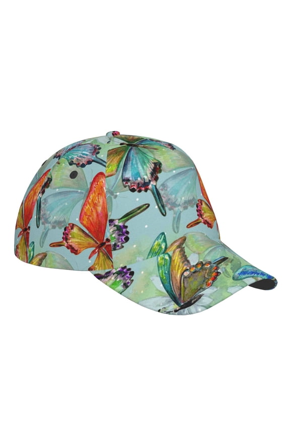Unisex Retro Seamless Flying Butterflies Pattern Baseball Cap Unisex Washed Classic Adjustable Hat