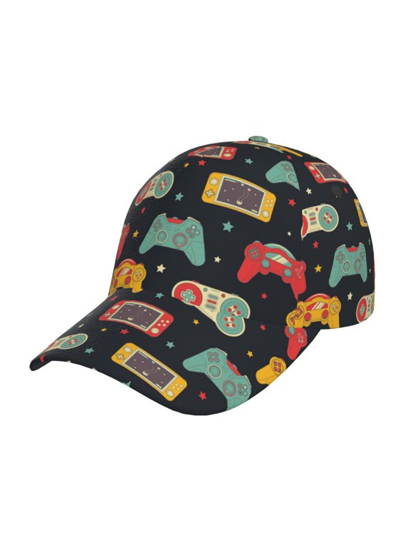 Unisex Retro Video Game Pattern Baseball Cap Unisex Washed Classic Adjustable Hat