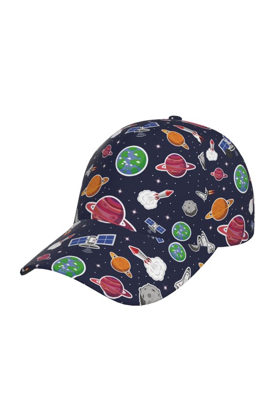 Unisex Rocket Satellite Pattern Baseball Cap Unisex Washed Classic Adjustable Hat