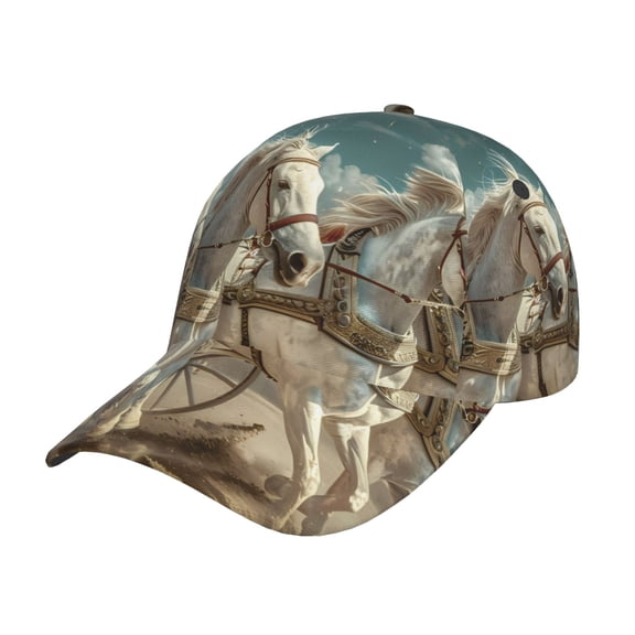 Kdxio Unisex Roman Chariot Horse Race Pattern Baseball Cap Unisex Washed Classic Adjustable Hat