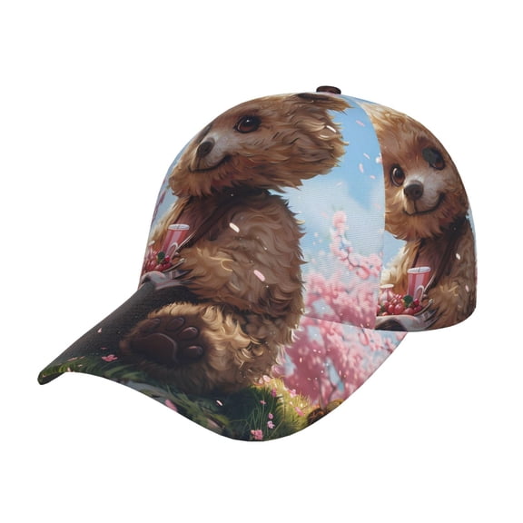 Kdxio Unisex Romantic Floral Bear Pattern Baseball Cap Unisex Washed Classic Adjustable Hat