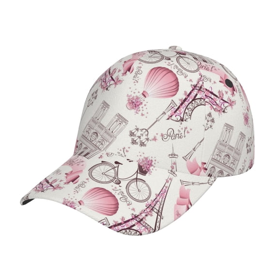 Kdxio Unisex Romantic Travel In Paris Pattern Baseball Cap Unisex Washed Classic Adjustable Hat