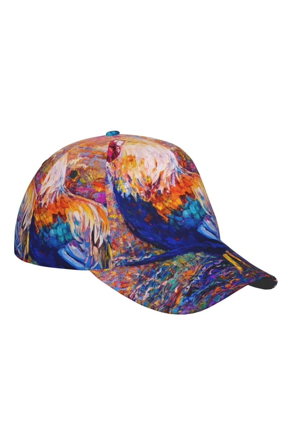Unisex Rooster Oil Painting Pattern Baseball Cap Unisex Washed Classic Adjustable Hat