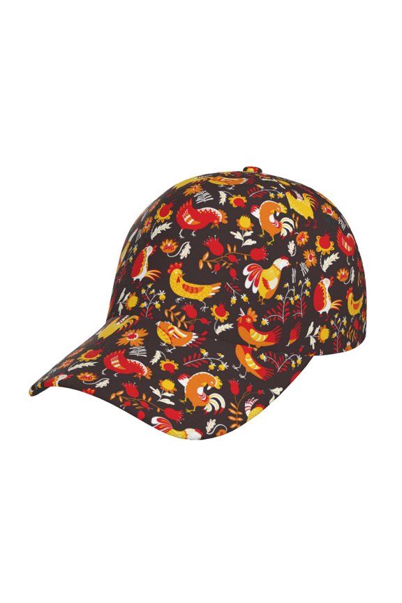 Unisex Roosters Pattern Baseball Cap Unisex Washed Classic Adjustable Hat