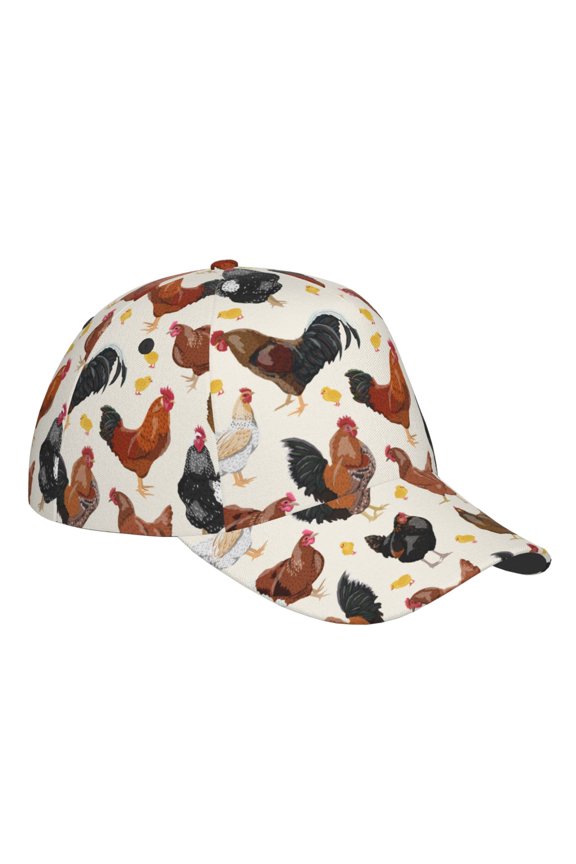 Unisex Roosters and Chickens Pattern Baseball Cap Unisex Washed Classic Adjustable Hat