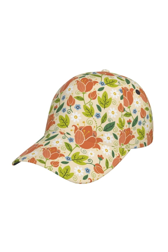 Unisex Rose Daisy Pattern Baseball Cap Unisex Washed Classic Adjustable Hat