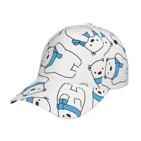 Kdxio Unisex Scarf Bear Pattern Baseball Cap Unisex Washed Classic Adjustable Hat