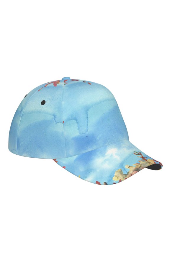 Unisex Sea and Fish Pattern Baseball Cap Unisex Washed Classic Adjustable Hat