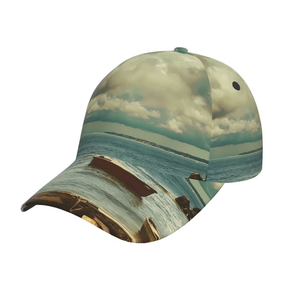 Kdxio Unisex Serene Coastal Blue Sky Pattern Baseball Cap Unisex Washed Classic Adjustable Hat