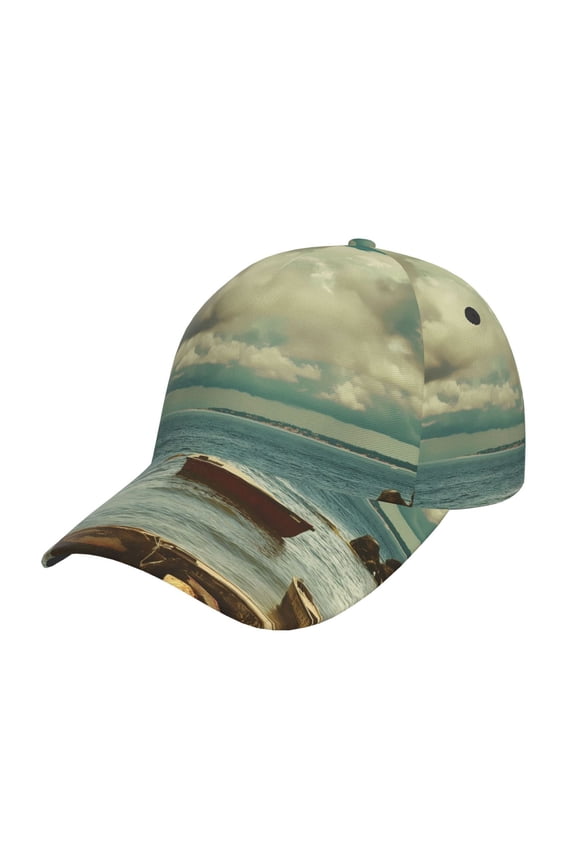 Unisex Serene Coastal Blue Sky Pattern Baseball Cap Unisex Washed Classic Adjustable Hat