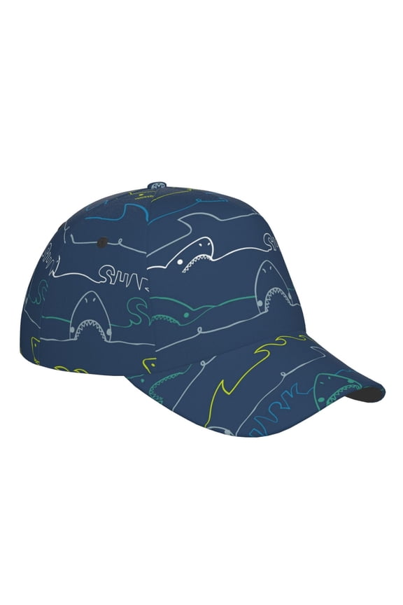 Unisex Shark Pattern Baseball Cap Unisex Washed Classic Adjustable Hat