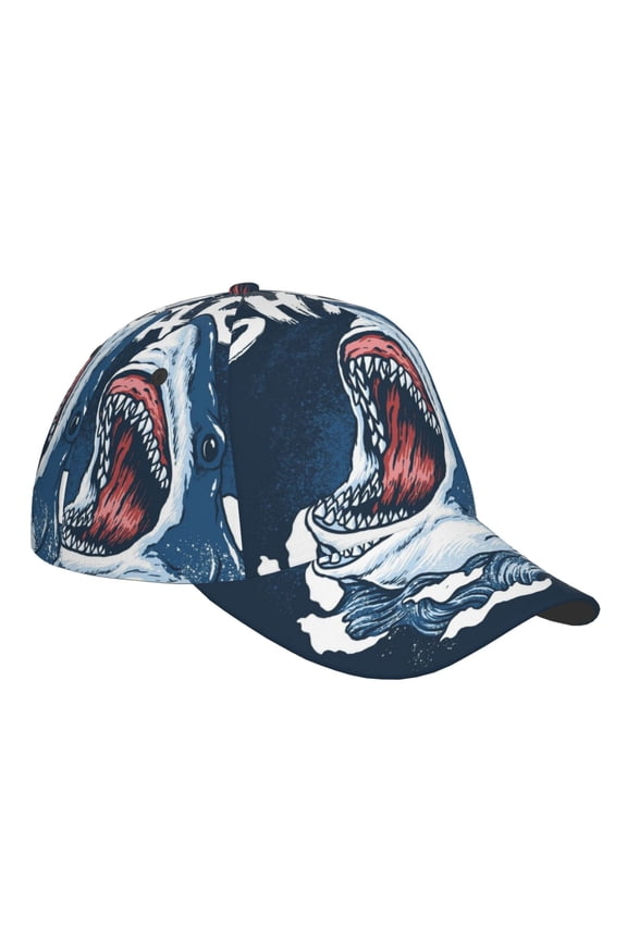 Unisex Shark Pattern Baseball Cap Unisex Washed Classic Adjustable Hat