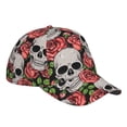 thumbnail image 1 of Kdxio Unisex Skull and Roses Pattern Baseball Cap Unisex Washed Classic Adjustable Hat, 1 of 7