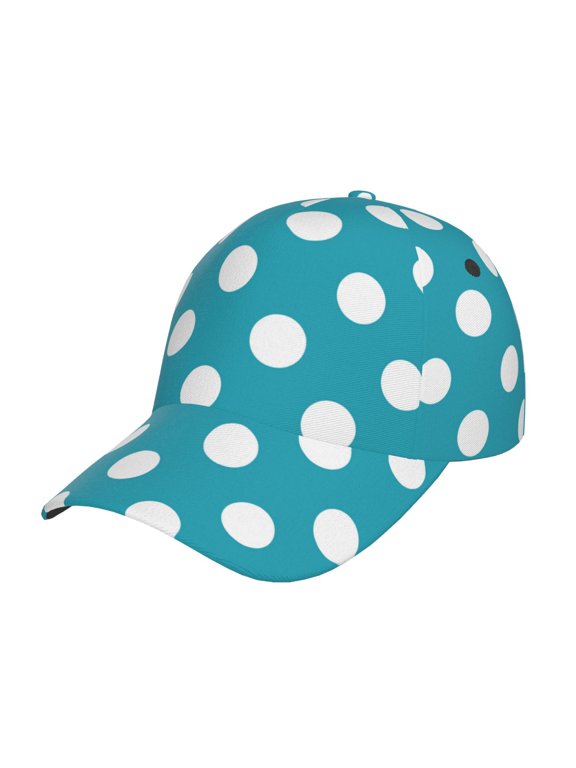 Unisex Sky Blue And White Polka Dot Pattern Baseball Cap Unisex Washed Classic Adjustable Hat