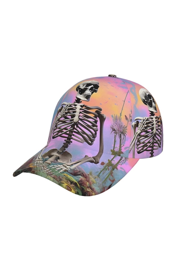 Unisex Sky Sunflower Skull Pattern Baseball Cap Unisex Washed Classic Adjustable Hat