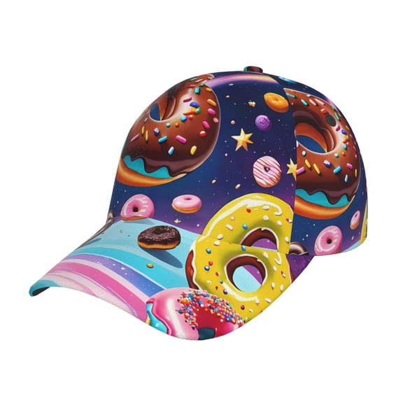 Kdxio Unisex Space Colorful Donut Pattern Baseball Cap Unisex Washed Classic Adjustable Hat