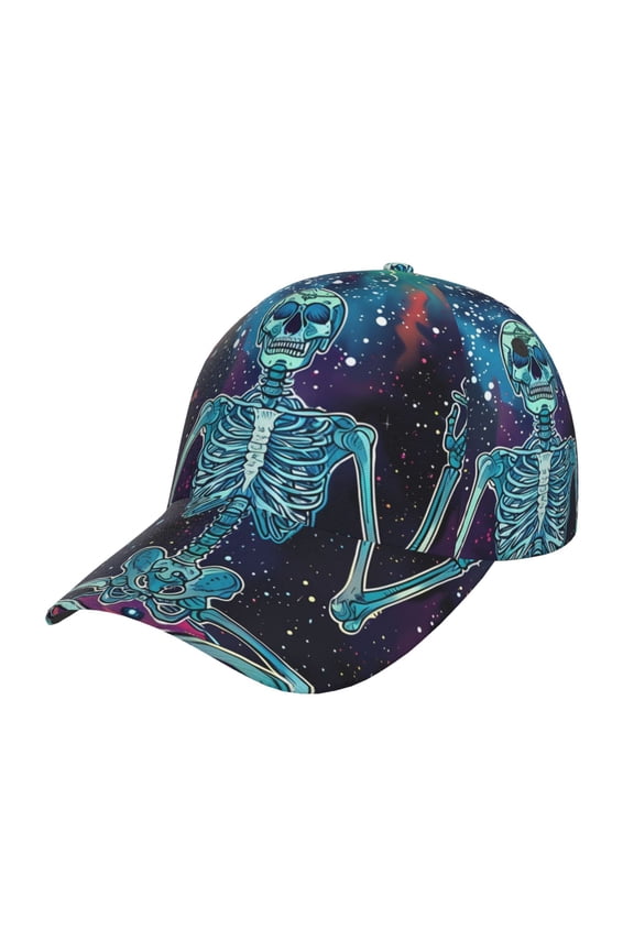 Unisex Space Skeleton Meditation Pattern Baseball Cap Unisex Washed Classic Adjustable Hat