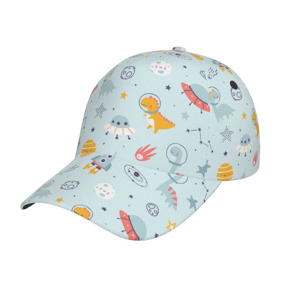 Kdxio Unisex Space With Dino Astronauts Pattern Baseball Cap Unisex Washed Classic Adjustable Hat