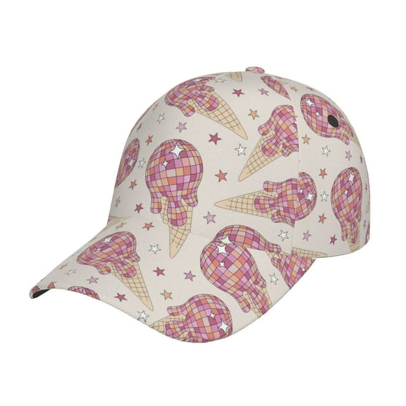 Kdxio Unisex Sparkling Ice Cream Pattern Baseball Cap Unisex Washed Classic Adjustable Hat