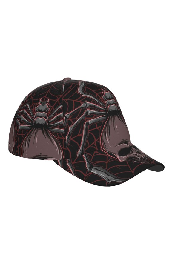 Unisex Spider with Skull Pattern Baseball Cap Unisex Washed Classic Adjustable Hat