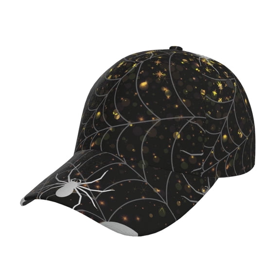 Kdxio Unisex Spiderweb Bats And A Spider Pattern Baseball Cap Unisex Washed Classic Adjustable Hat
