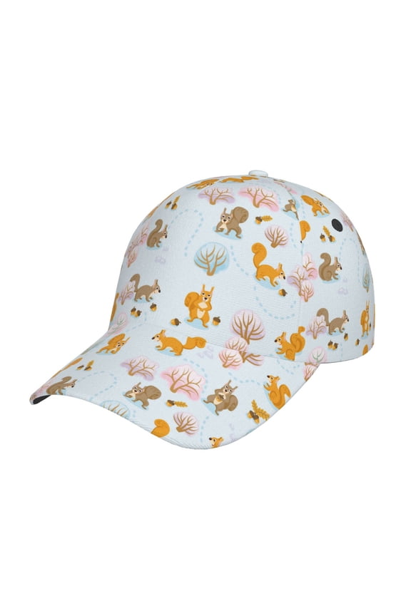 Unisex Squirrel In The Forest Pattern Baseball Cap Unisex Washed Classic Adjustable Hat