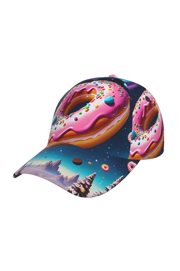 Unisex Starry Sky Pine Tree Donut Pattern Baseball Cap Unisex Washed Classic Adjustable Hat