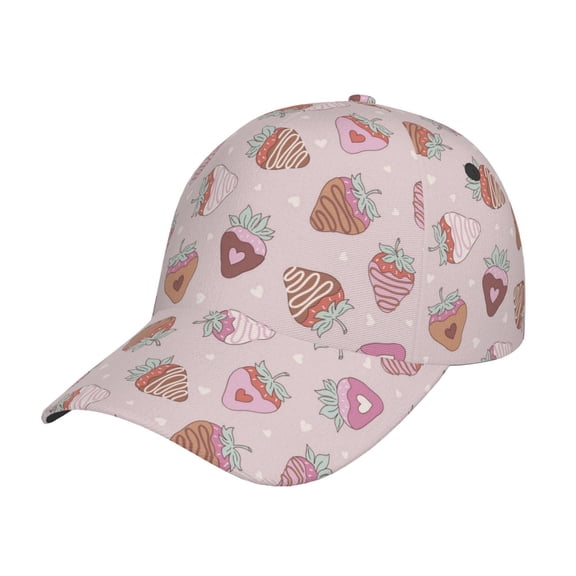 Kdxio Unisex Strawberry Cake Pattern Baseball Cap Unisex Washed Classic Adjustable Hat