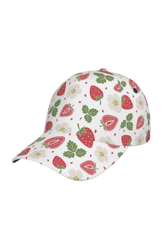 Unisex Strawberry Pattern Baseball Cap Unisex Washed Classic Adjustable Hat