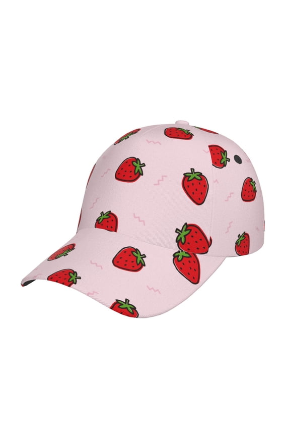 Unisex Strawberry Pattern Baseball Cap Unisex Washed Classic Adjustable Hat