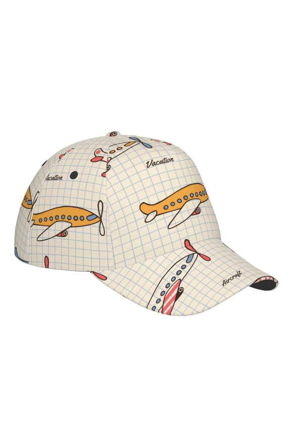 Unisex Striped Vintage Planes Pattern Baseball Cap Unisex Washed Classic Adjustable Hat