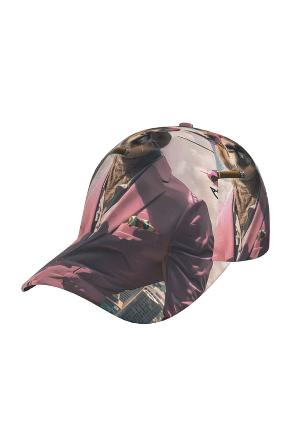 Unisex Stylish Kangaroo In Suit Pattern Baseball Cap Unisex Washed Classic Adjustable Hat