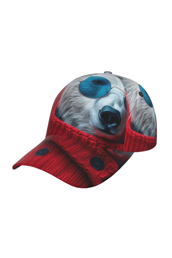 Unisex Stylish Polar Bear Sunglasses Pattern Baseball Cap Unisex Washed Classic Adjustable Hat