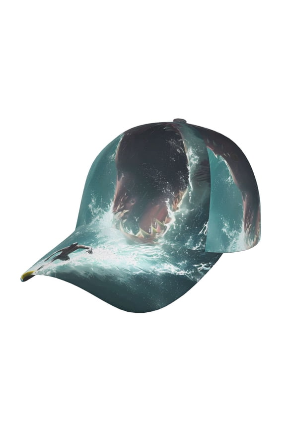 Unisex Surfing Shark Pattern Baseball Cap Unisex Washed Classic Adjustable Hat