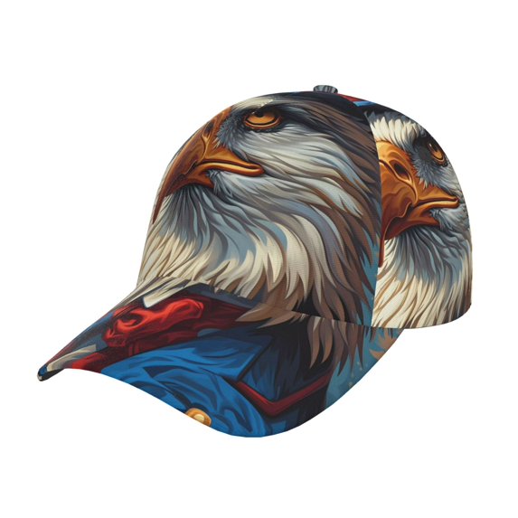 Kdxio Unisex Surreal Bald Eagle Gentleman Pattern Baseball Cap Unisex Washed Classic Adjustable Hat
