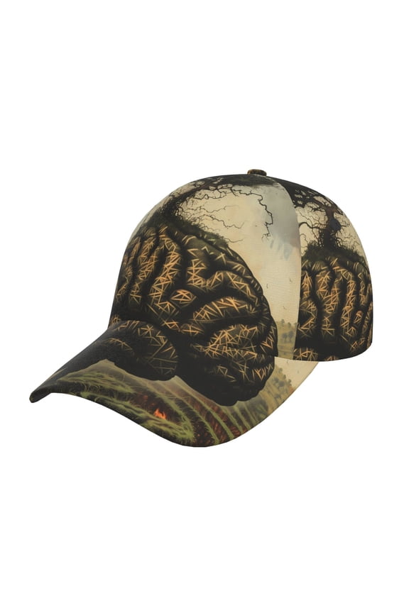 Unisex Surreal Brain Tree Pattern Baseball Cap Unisex Washed Classic Adjustable Hat