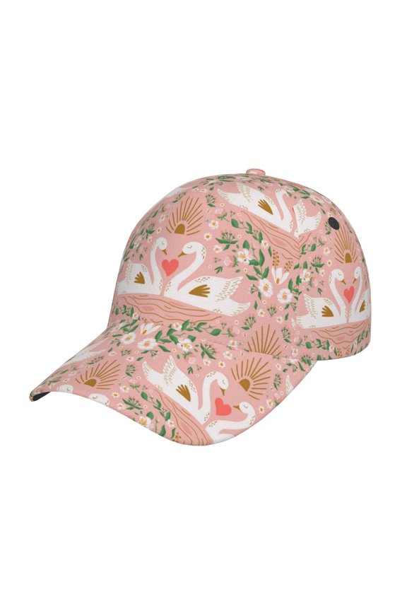 Unisex Swan Couple Pattern Baseball Cap Unisex Washed Classic Adjustable Hat