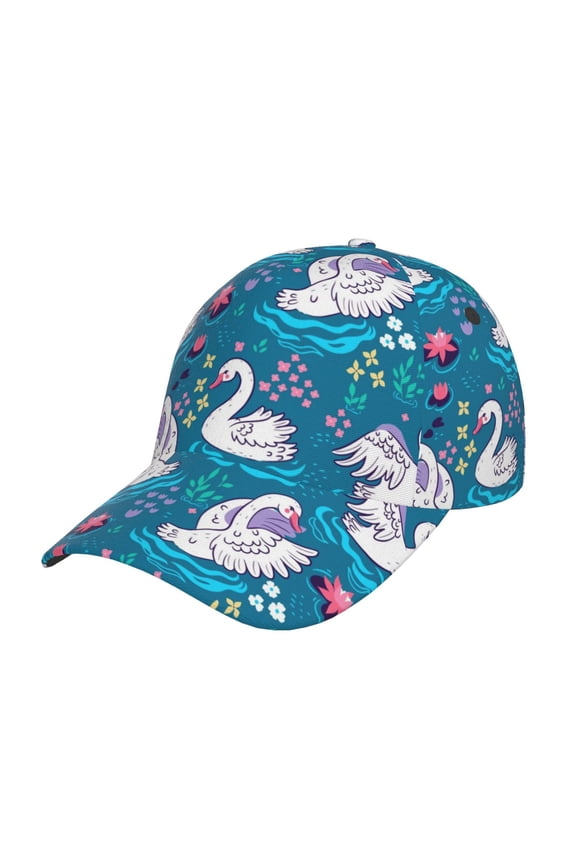 Unisex Swan On The Pond Pattern Baseball Cap Unisex Washed Classic Adjustable Hat