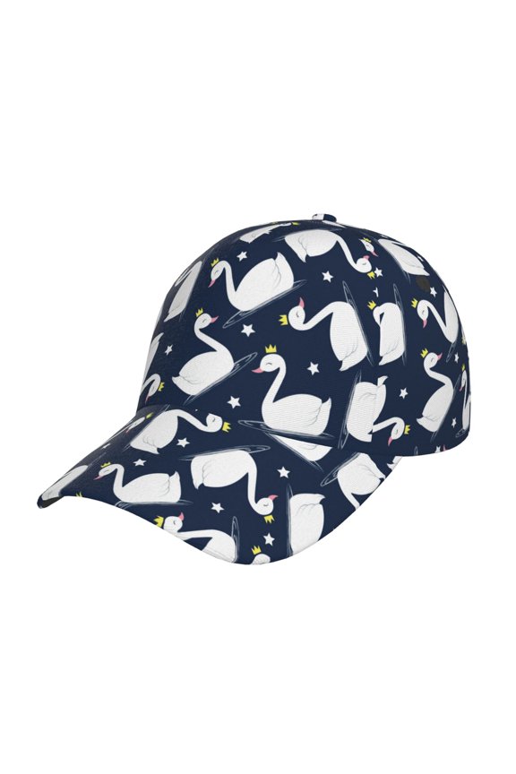 Unisex Swan Pattern Baseball Cap Unisex Washed Classic Adjustable Hat