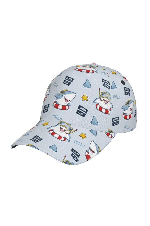 Unisex Swimming Shark Pattern Baseball Cap Unisex Washed Classic Adjustable Hat