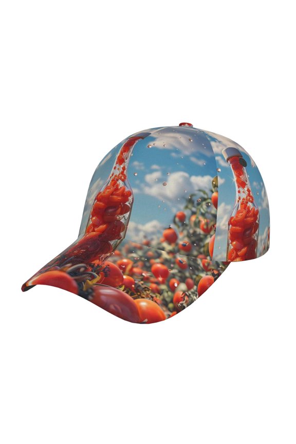 Unisex Tomato Field Bottle Pattern Baseball Cap Unisex Washed Classic Adjustable Hat