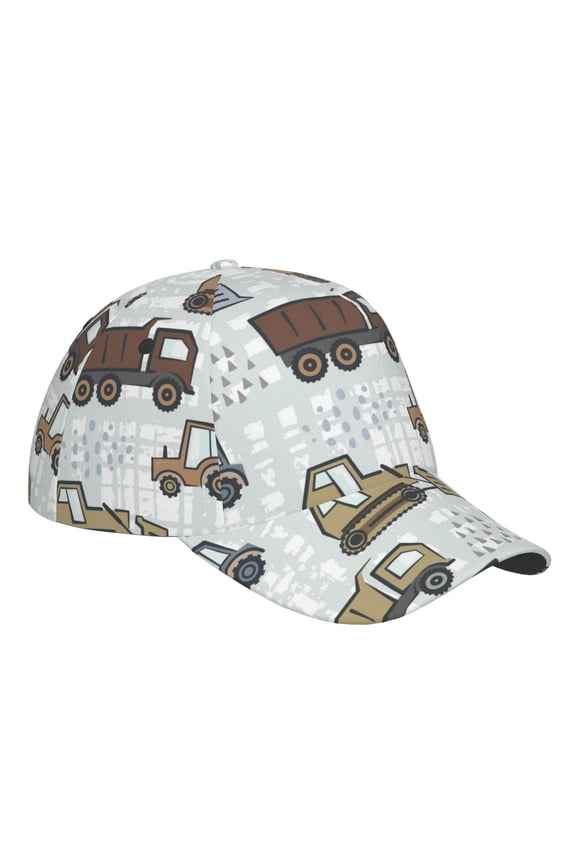 Unisex Tractor and Dumper Pattern Baseball Cap Unisex Washed Classic Adjustable Hat