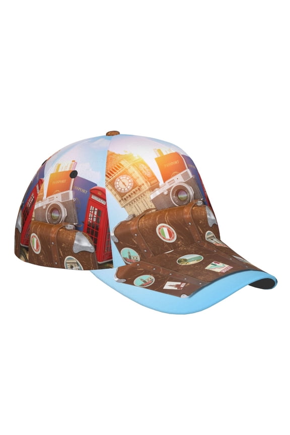 Unisex Trip to London Pattern Baseball Cap Unisex Washed Classic Adjustable Hat