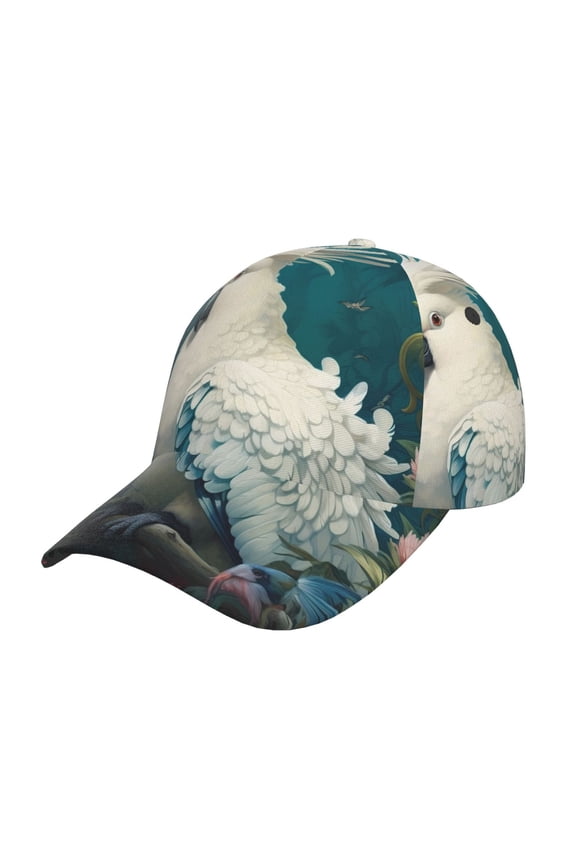 Unisex Tropical Parrot Floral Artwork Pattern Baseball Cap Unisex Washed Classic Adjustable Hat