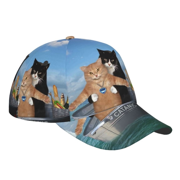 Kdxio Unisex Two Brave Cats Pattern Baseball Cap Unisex Washed Classic Adjustable Hat