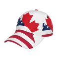 thumbnail image 1 of Kdxio Unisex USA Canada Flag Pattern Baseball Cap Unisex Washed Classic Adjustable Hat, 1 of 5