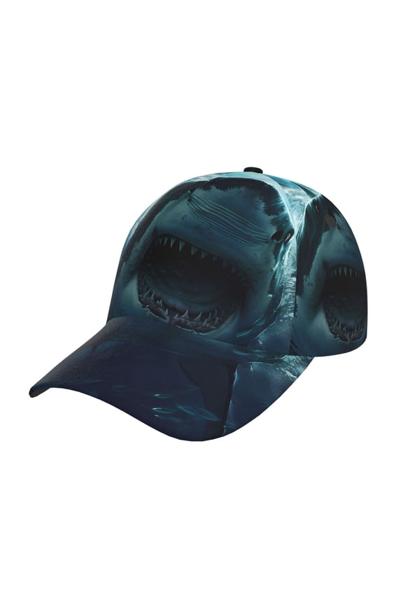 Unisex Undersea Shark Pattern Baseball Cap Unisex Washed Classic Adjustable Hat